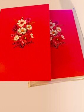 Daisy Red Floral pop up card (2) Set